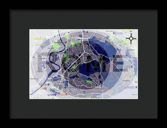 Rome Map Art - Framed Print