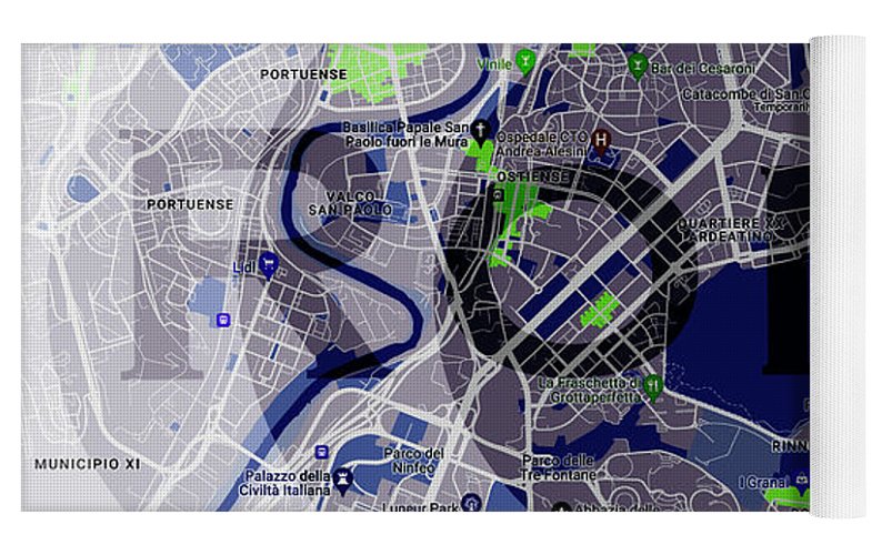 Rome Map Art - Yoga Mat