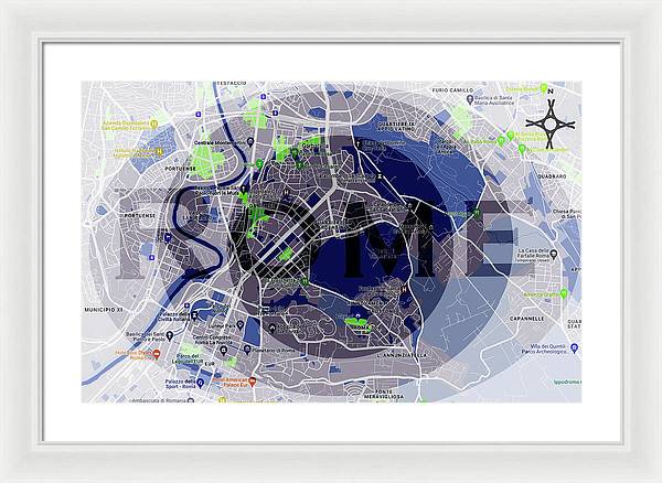Rome Map Art - Framed Print