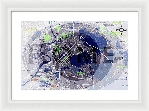 Rome Map Art - Framed Print