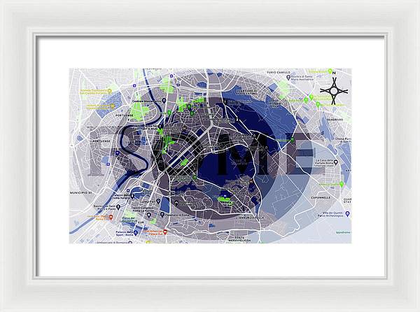 Rome Map Art - Framed Print