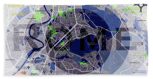 Rome Map Art - Bath Towel