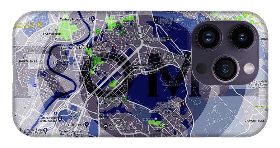 Rome Map Art - Phone Case
