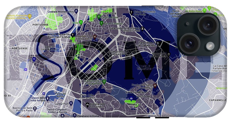 Rome Map Art - Phone Case