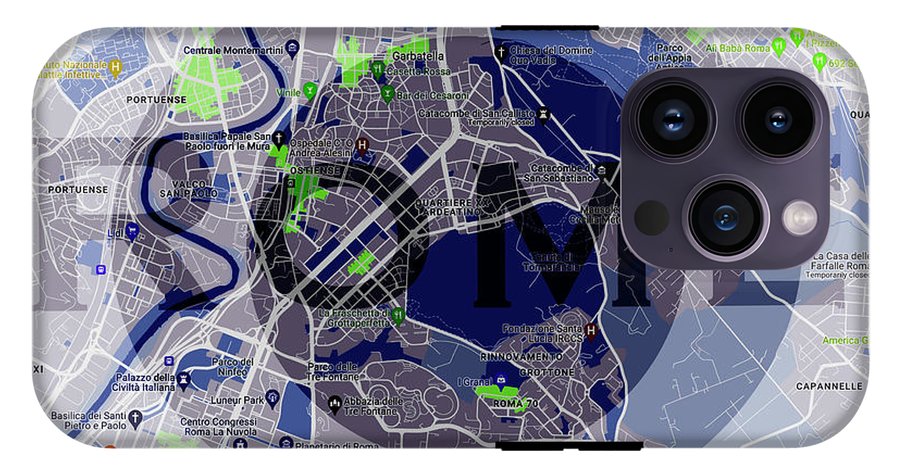 Rome Map Art - Phone Case