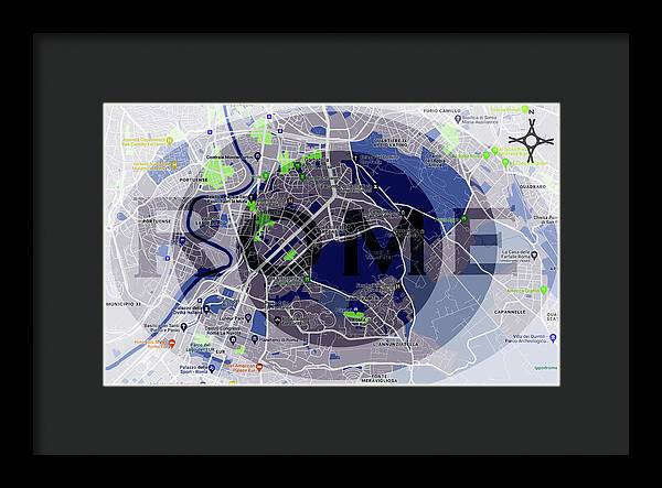 Rome Map Art - Framed Print