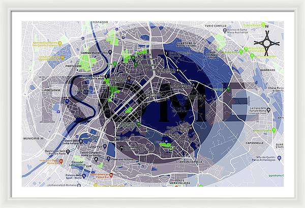 Rome Map Art - Framed Print