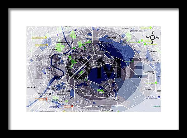 Rome Map Art - Framed Print