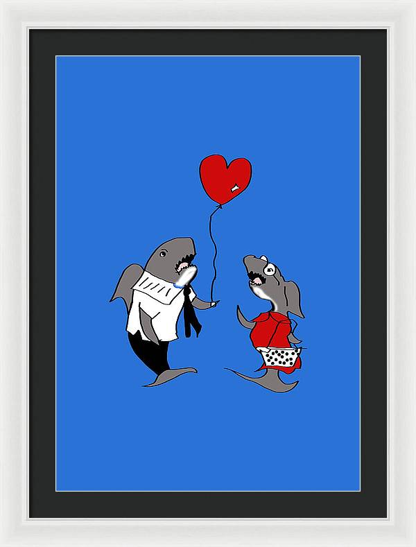 Shark Valentine - Framed Print