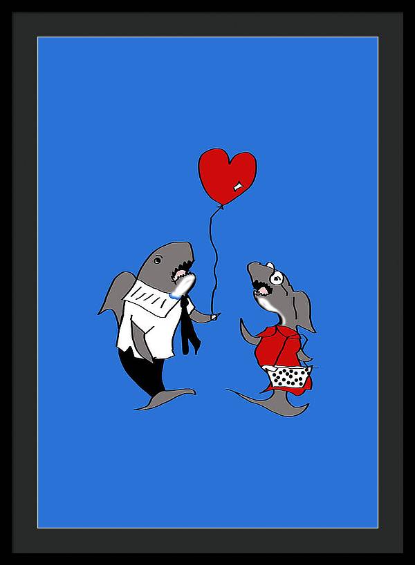 Shark Valentine - Framed Print