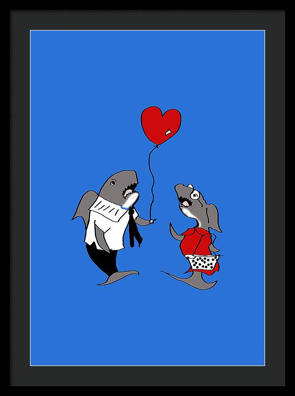 Shark Valentine - Framed Print