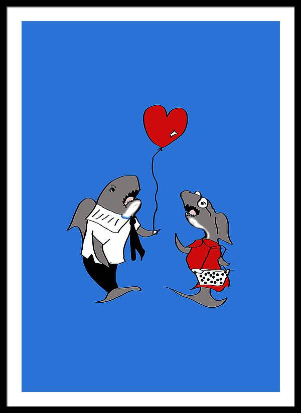 Shark Valentine - Framed Print