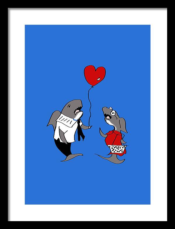 Shark Valentine - Framed Print