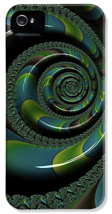 Shiny Blue Green Shell Fractal - Phone Case