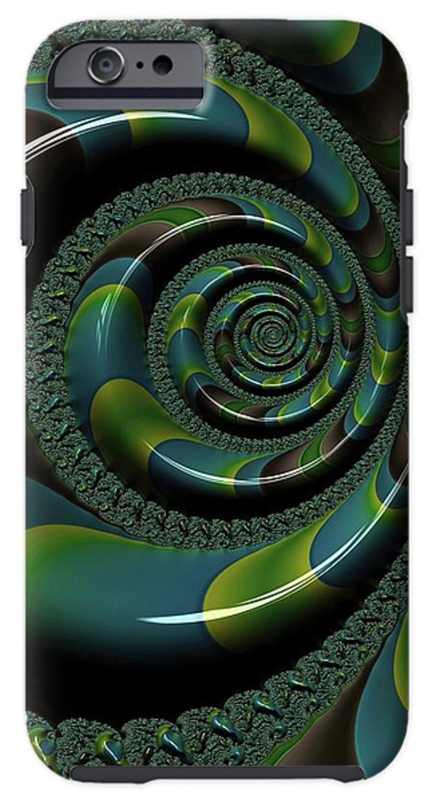 Shiny Blue Green Shell Fractal - Phone Case