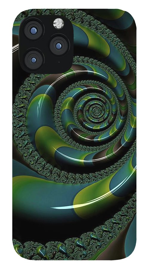 Shiny Blue Green Shell Fractal - Phone Case