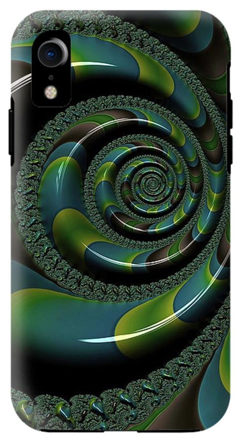 Shiny Blue Green Shell Fractal - Phone Case