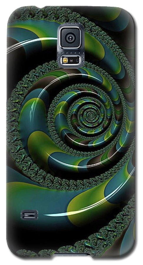 Shiny Blue Green Shell Fractal - Phone Case