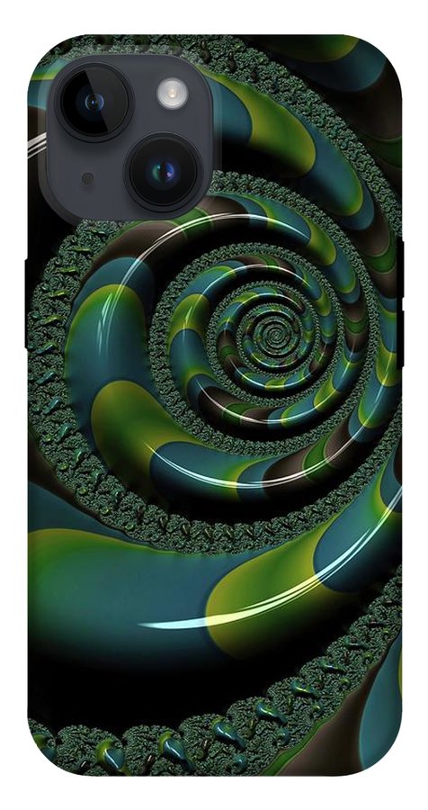 Shiny Blue Green Shell Fractal - Phone Case