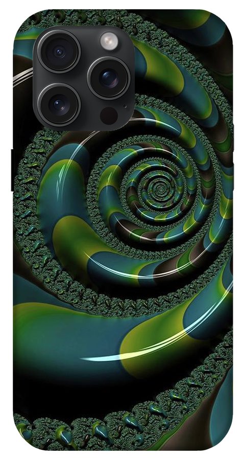 Shiny Blue Green Shell Fractal - Phone Case