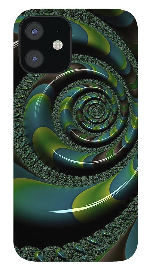 Shiny Blue Green Shell Fractal - Phone Case