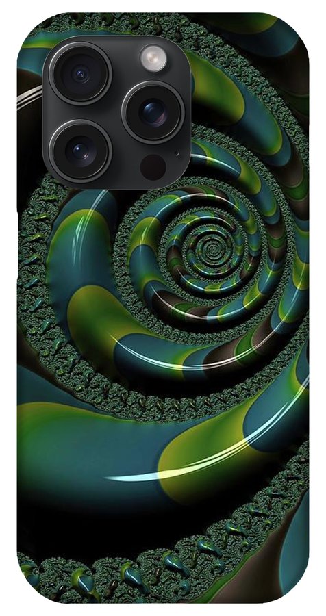 Shiny Blue Green Shell Fractal - Phone Case