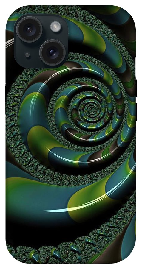 Shiny Blue Green Shell Fractal - Phone Case