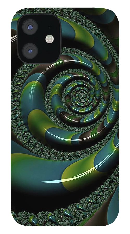 Shiny Blue Green Shell Fractal - Phone Case