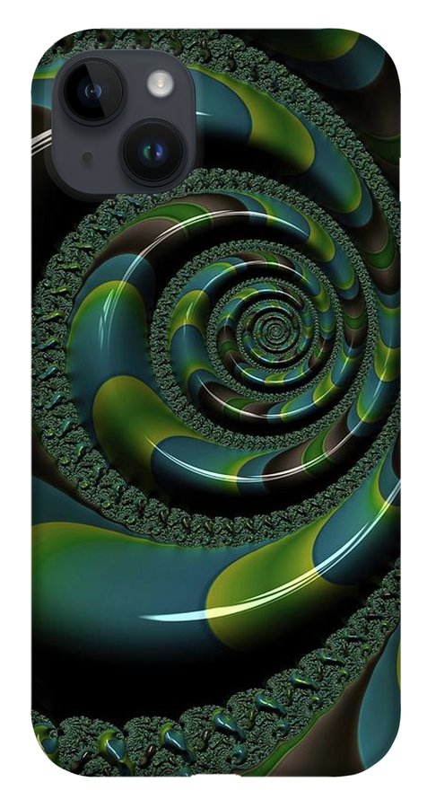 Shiny Blue Green Shell Fractal - Phone Case
