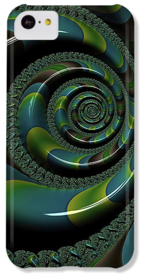 Shiny Blue Green Shell Fractal - Phone Case