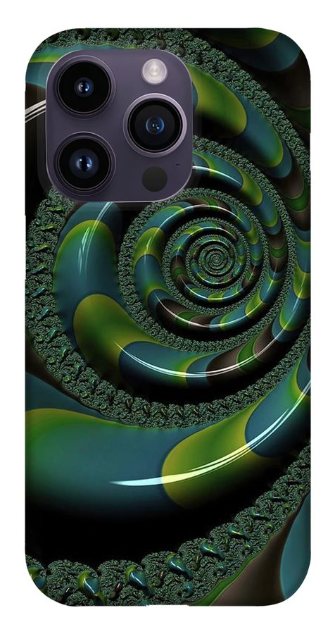 Shiny Blue Green Shell Fractal - Phone Case