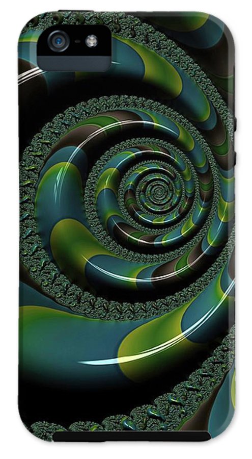 Shiny Blue Green Shell Fractal - Phone Case