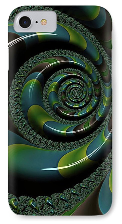 Shiny Blue Green Shell Fractal - Phone Case