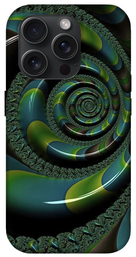 Shiny Blue Green Shell Fractal - Phone Case