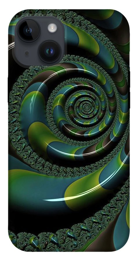 Shiny Blue Green Shell Fractal - Phone Case