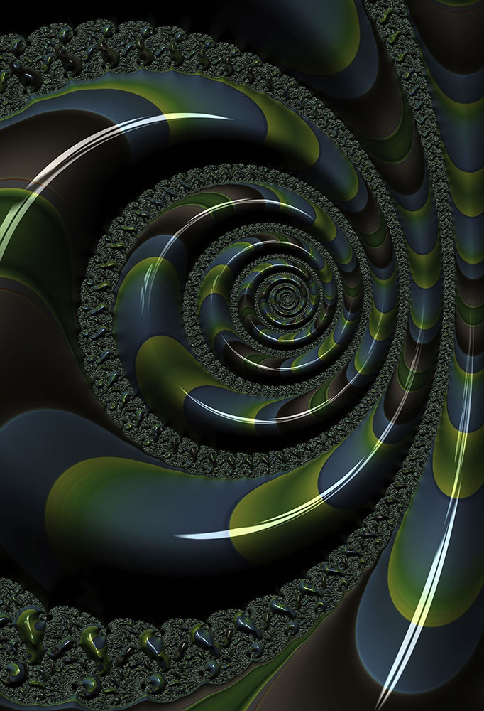 Shiny Blue Green Fractal Swirl Digital Image Download