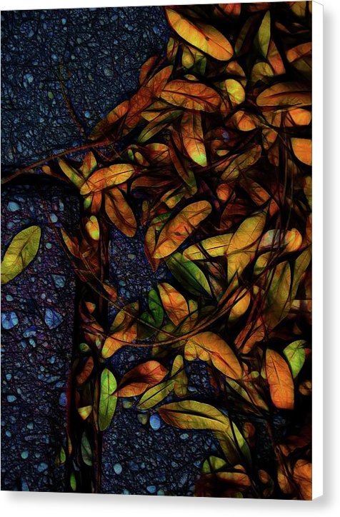 Sidewalk Leaves in Brick - Canvas Print