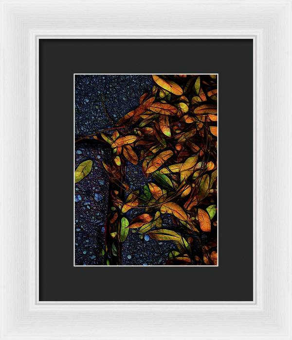 Sidewalk Leaves in Brick - Framed Print