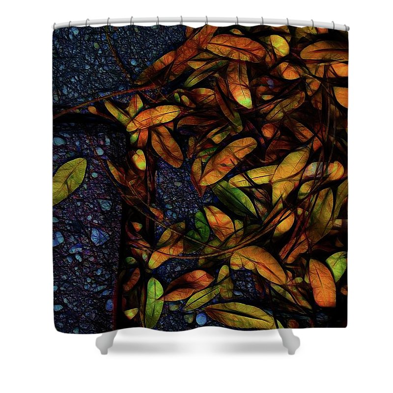 Sidewalk Leaves in Brick - Shower Curtain