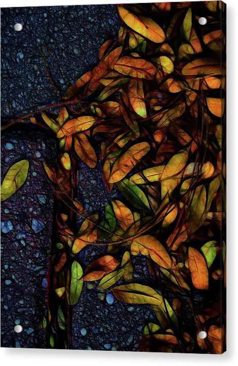 Sidewalk Leaves in Brick - Acrylic Print