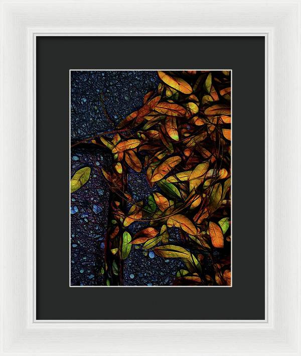 Sidewalk Leaves in Brick - Framed Print