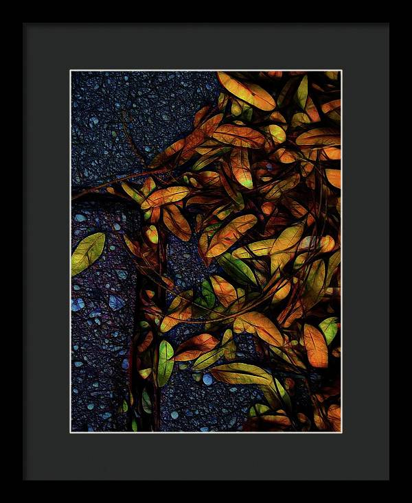 Sidewalk Leaves in Brick - Framed Print