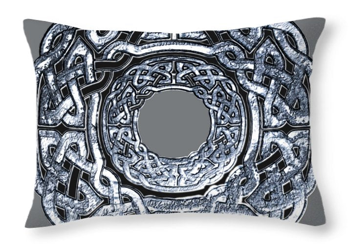 Silver Celtic Knot Circle - Throw Pillow