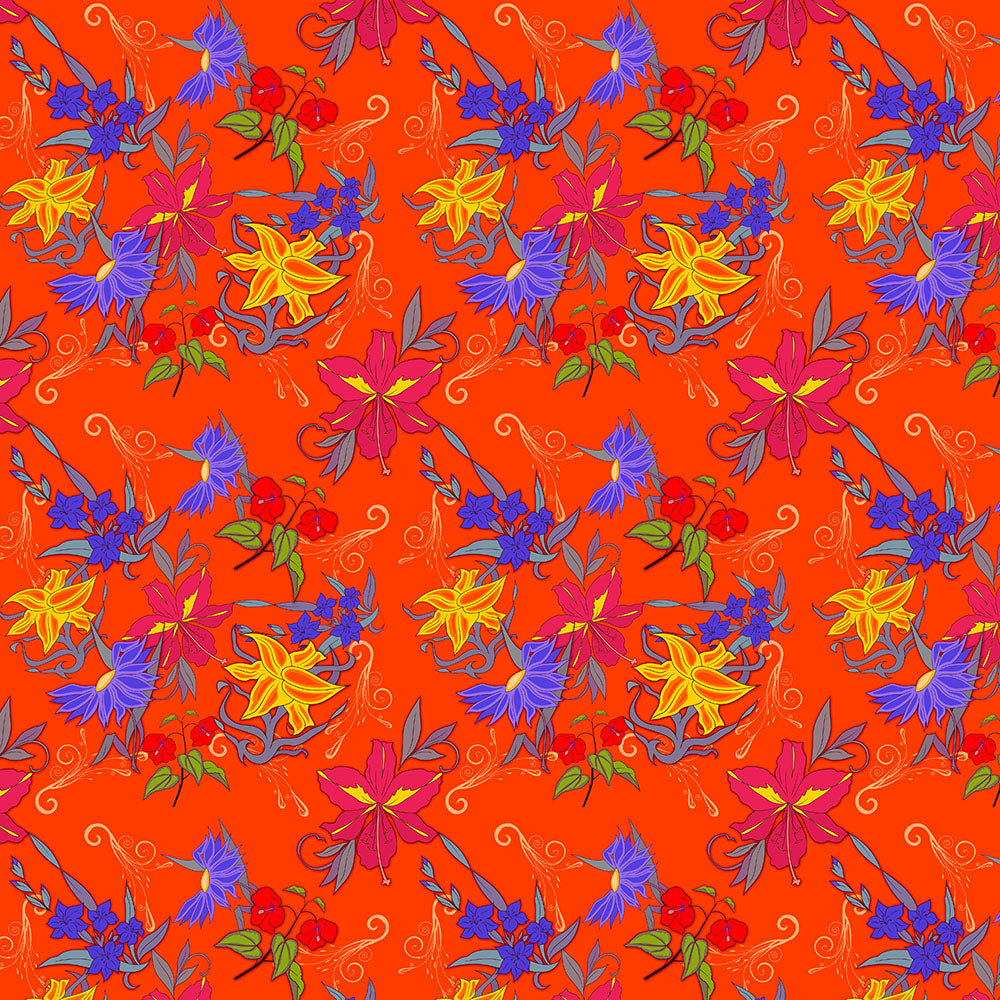 Six Petal Flowers On Orange Digital Image Download