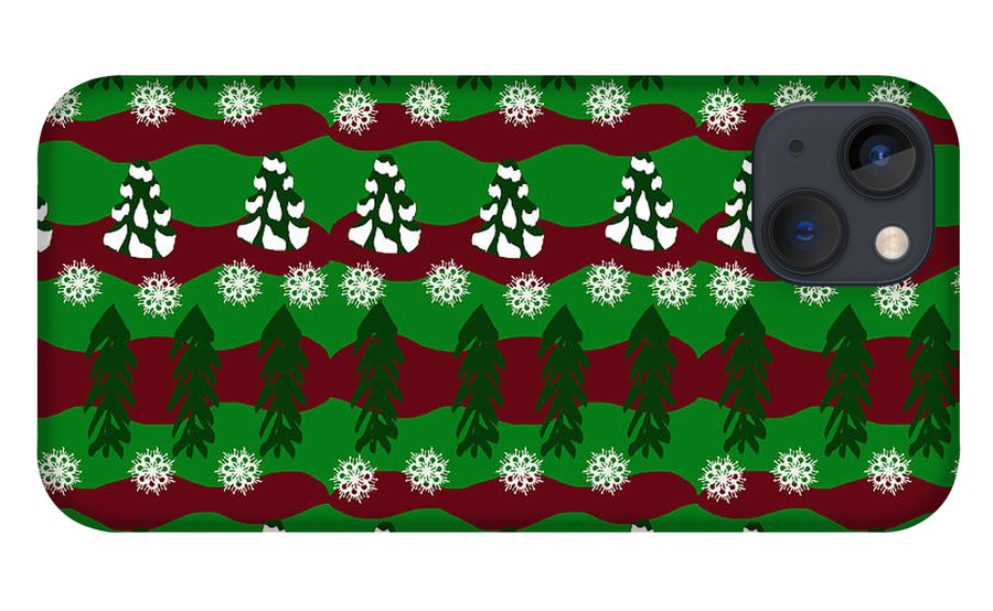 Snow Trees and Stripes - Phone Case