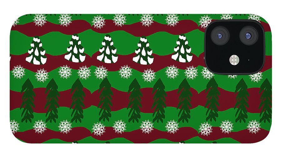 Snow Trees and Stripes - Phone Case