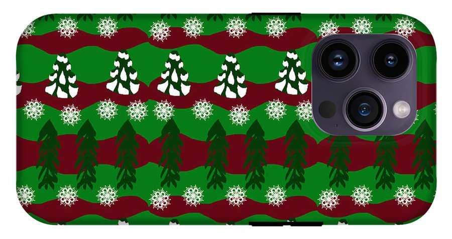 Snow Trees and Stripes - Phone Case