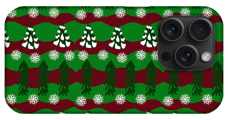 Snow Trees and Stripes - Phone Case