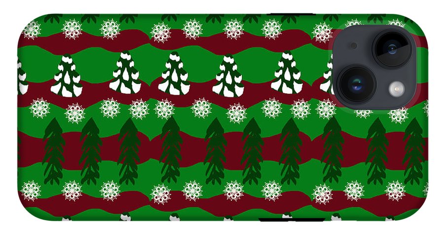 Snow Trees and Stripes - Phone Case