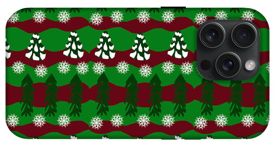Snow Trees and Stripes - Phone Case